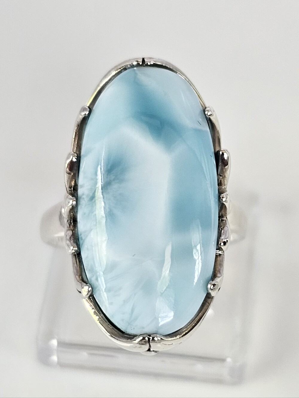 Natural Larimar Ring Sterling Silver Size 7!